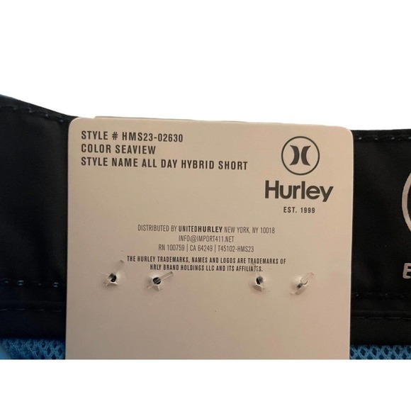 Hurley NEW Mens Shorts All Day Hybrid Quick Dry 4-Way Stretch Blue Size 30 Swim - Picture 7 of 8